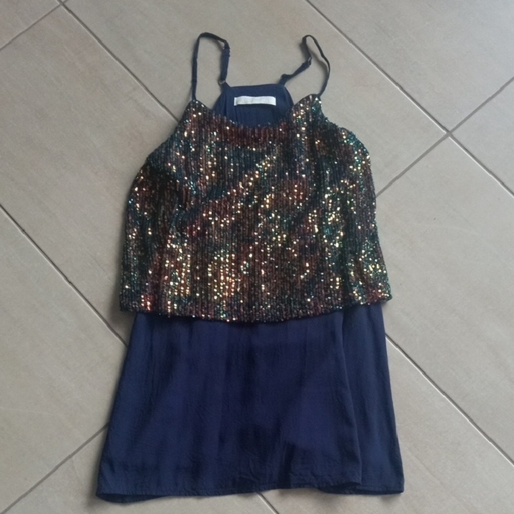 Girls' Offcorss  Navy & Sequin Formal Dress